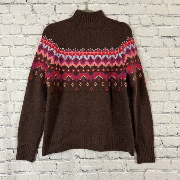 NWT Lou & Grey Fair Isle Pullover Mock Neck Sweater Brown Womens Size Small S - Picture 9 of 13